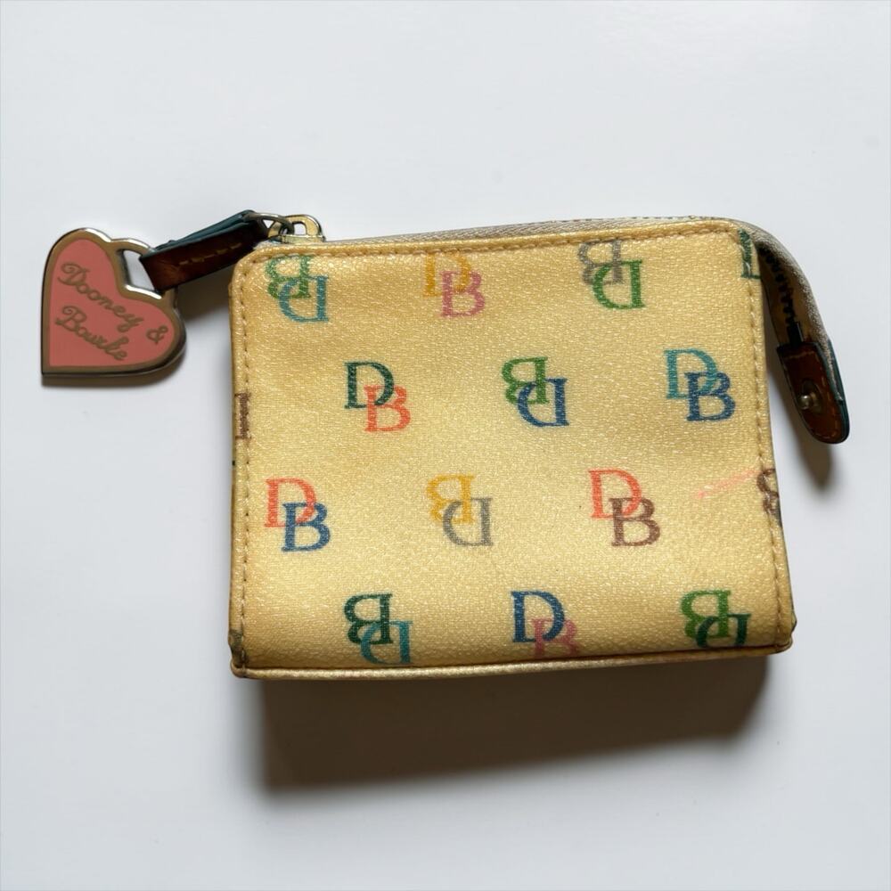 Vintage Dooney & Bourke Monogram Coin Purse Wallet DB Logo Small Zip Pouch